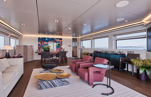 Super yacht charter ONE ZERO interior seating