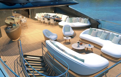 expansive deck space onboard luxury superyacht charter, Kensho