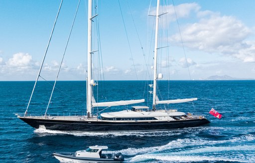 Charter yacht ASAHI underway, surrounded by sea