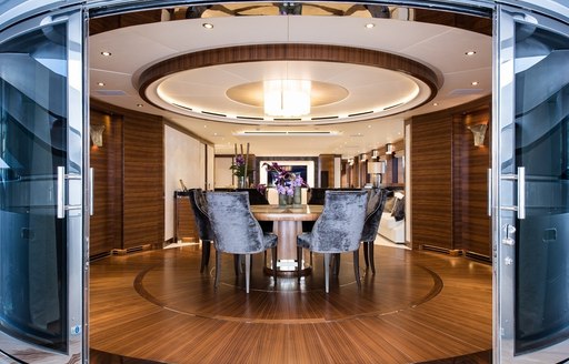 motor yacht 'Silver Wind' dining are leading onto deck