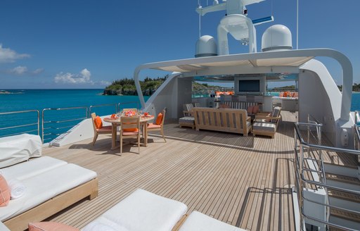 a view from the aft sundeck of superyacht time for us