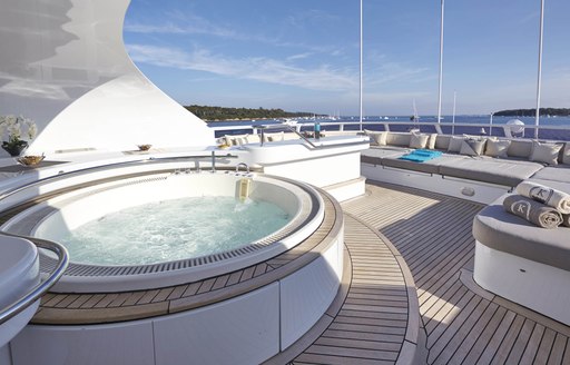 the Jacuzzi on board sundeck of luxury yacht KANALOA 