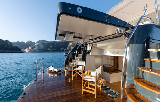 Beach club on board charter yacht REVELRY