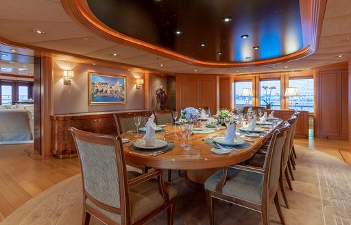 Charter yacht LAUREL interior dining area