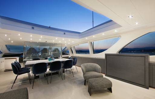 Charter yacht VENI VIDI VICI interior dining area with skylight