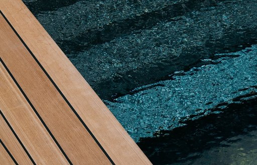 Charter yacht BREAKTHROUGH up close view of swimming pool