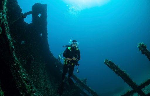 Scuba Diver in Greek Shipwreck