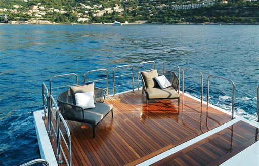 luxury yacht katia lounge area on swim platform