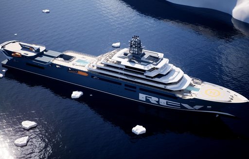Charter yacht REV OCEAN rendering at sea