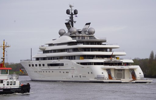 BLUE mega yacht leaving for sea trials