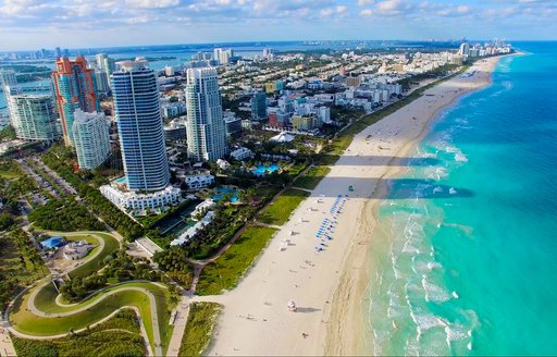 Overhead view of South Beach, Florida.