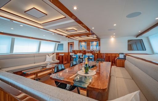 Main salon onboard sailing yacht charter CRAZY LOVE