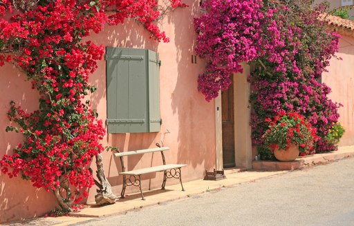 A pretty pink house in the Porquerolles island on the French Riviera