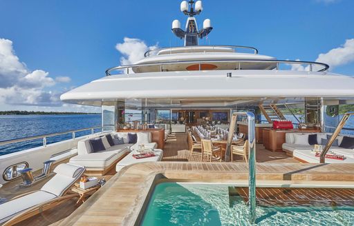 Charter yacht IJE sun deck and swimming pool
