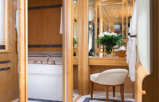 A private ensuite with a sink and vanity unit onboard charter yacht BELLA STELLA