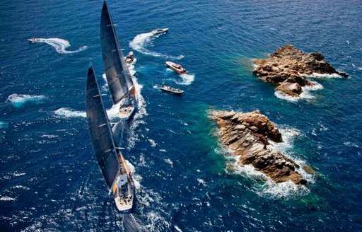 sailing yachts compete in the regatta