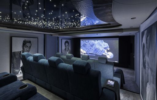 Cinema room onboard charter yacht AHPO