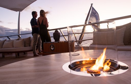 fire pit luxury yacht driftwood