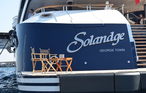 Superyacht Solandge on display at the 2014 Monaco Yacht Show