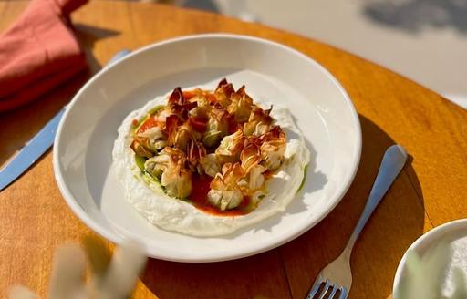 A plate of food served at Lucca Beach