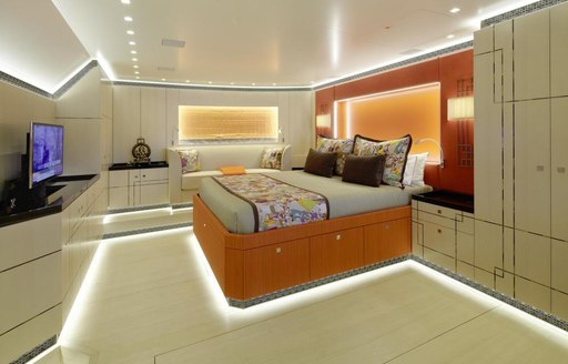 A guest stateroom on board sailing yacht GANESHA