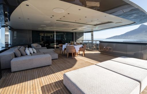 Superyacht charter SALT exteriors with sun pads and seating