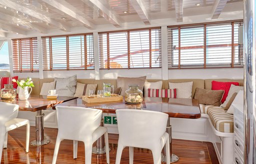 Main salon onboard charter yacht WHITE PEARL