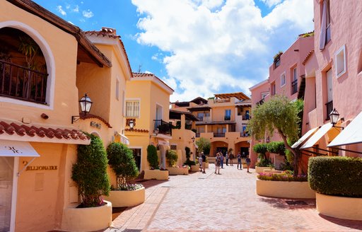 The colorful shop fronts in Porto Cervo, Sardinia