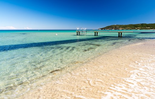 Crystal clear sea near the island of St Tropez in the French Riviera