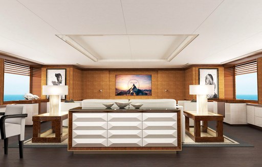 luxury superyacht galene interiors, main salon 