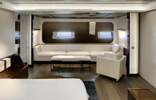 lounge area in luxury Sailing Yacht VERTIGO's main salon