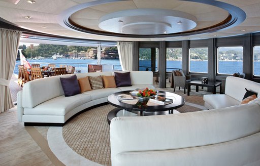 Salon area on yacht Trident