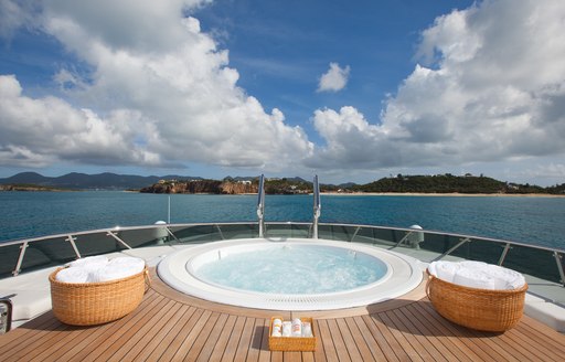 Jacuzzi on sundeck aft of charter yacht SUNRISE