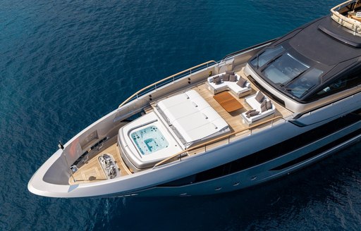Charter yacht SETTE aerial view of bow