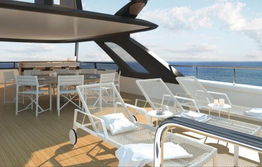 Sun loungers on the sun deck of charter yacht DAWO