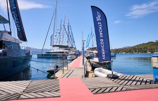 East Med Multihull & Yacht Charter Show pontoons and red carpet