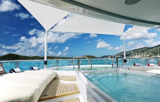 Contra-flow pool on Superyacht TV's sundeck