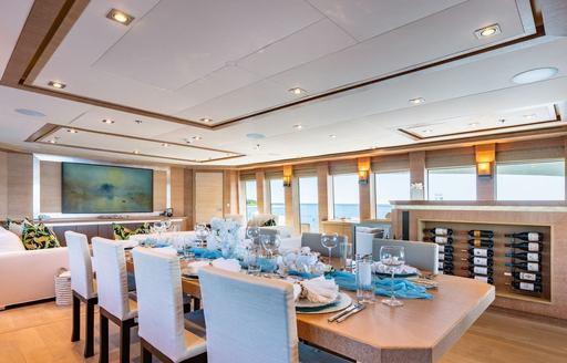 Charter yacht NORMA JEAN interior dining area