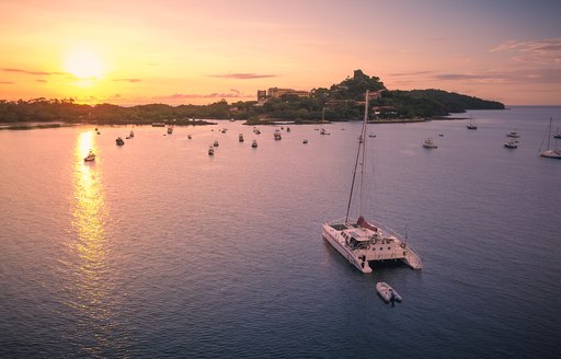 Catamaran at anchor in the USA