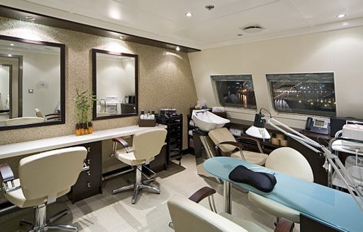 Beauty room and hair salon on board motor yacht Lauren L 