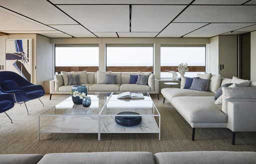 Super yacht charter LA LA LAND interior lounge area