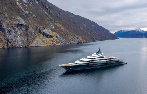 Superyacht Flying Fox at anchor in Norway