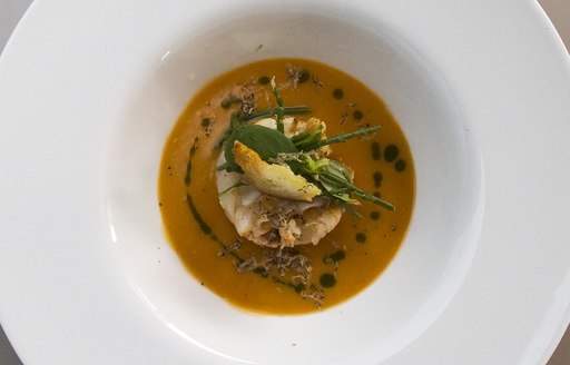 Winning dish produced by the chef onboard superyacht AURORA