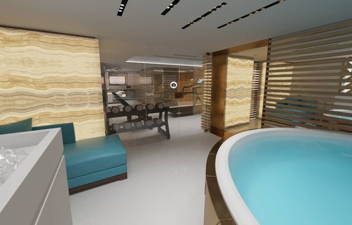 Health and wellness area onboard charter yacht LA DATCHA