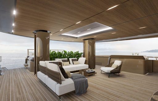 Exterior seating area onboard charter yacht RAJA² 