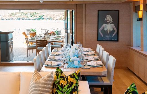 Charter yacht NORMA JEAN interior dining area