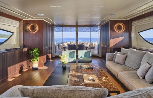 Charter yacht ONCE MORE interior seating area