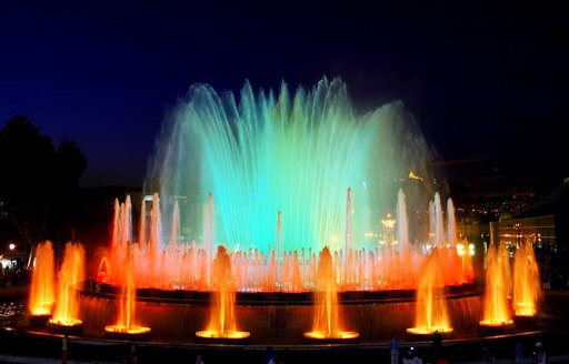 Illuminated fountain in Barcelona