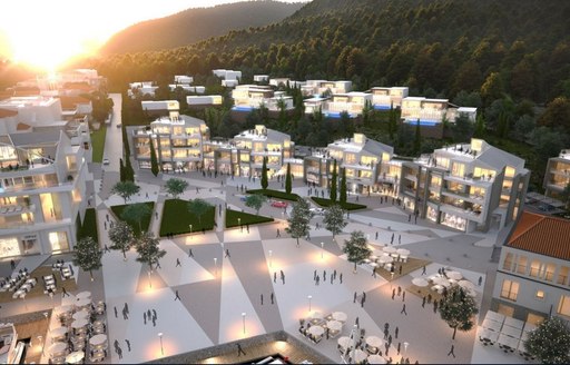 A rendering of the plaza at Portonovi