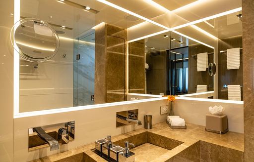 Charter yacht THE PEDDLER ensuite with sink unit and large mirror